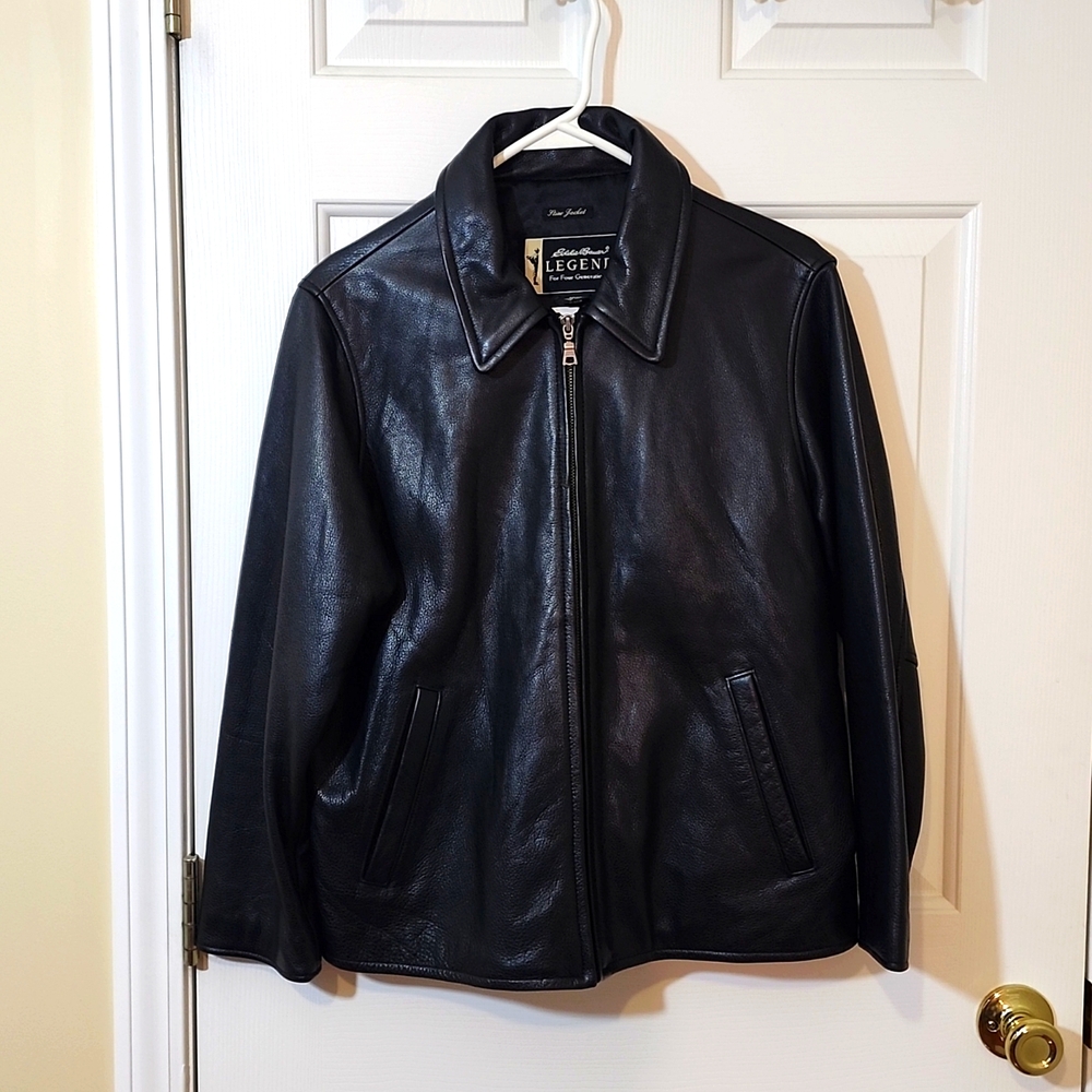 Womens Eddie Bauer Black Leather Stein Jacket Size Small